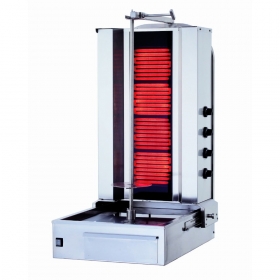 Aparat electric KALITEGAZ pentru shaorma-kebab cu 4 arzatoare, 55x71x106cm, putere instalata 7.20 kW, 380V / 50Hz, alimentare electric, electric, inox