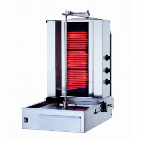 Aparat electric KALITEGAZ pentru shaorma-kebab cu 3 arzatoare, 55x71x90cm, putere instalata 5.40 kW, 380V / 50Hz, alimentare electric, electric, inox