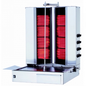 Aparat electric KALITEGAZ pentru shaorma-kebab cu 8 arzatoare, 75x80x106cm, putere instalata 14.40 kW, 380V / 50Hz, alimentare electric, electric, inox