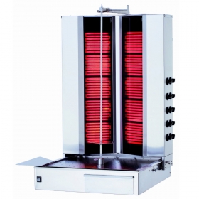 Aparat electric KALITEGAZ pentru shaorma-kebab cu 10 arzatoare, 75x80x123cm, putere instalata 18 kW, 380V / 50Hz, alimentare electric, electric, inox