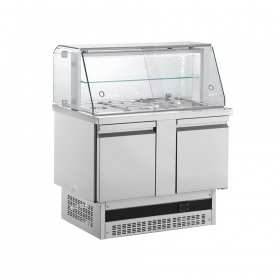 Masa rece pentru salate cu 2 usi si geam panoramic - 3xGN1/1