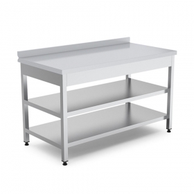 Masa de lucru din inox cu polita intermediara si inferioara - 120x70x85 cm