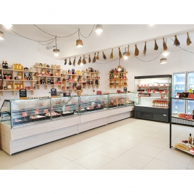 Vitrina frigorifica 254 cm cu sistem frigorific static si motor interior, temperatura de lucru -5°C - +5°C