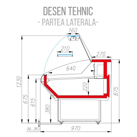 Vitrina frigorifica cu sistem frigorific static si motor interior, temperatura de lucru 0°C - +7°C - 148 cm