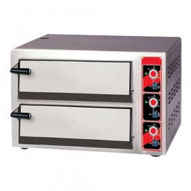 Cuptor electric pentru pizza, cu 2 camere de coacere si panou de control analog -  2x4 pizza / 25 cm
